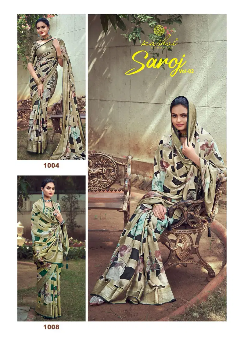 Saroj Vol 2 By Kashvi Moss Brasso Printed Designer Sarees Wholesale In India